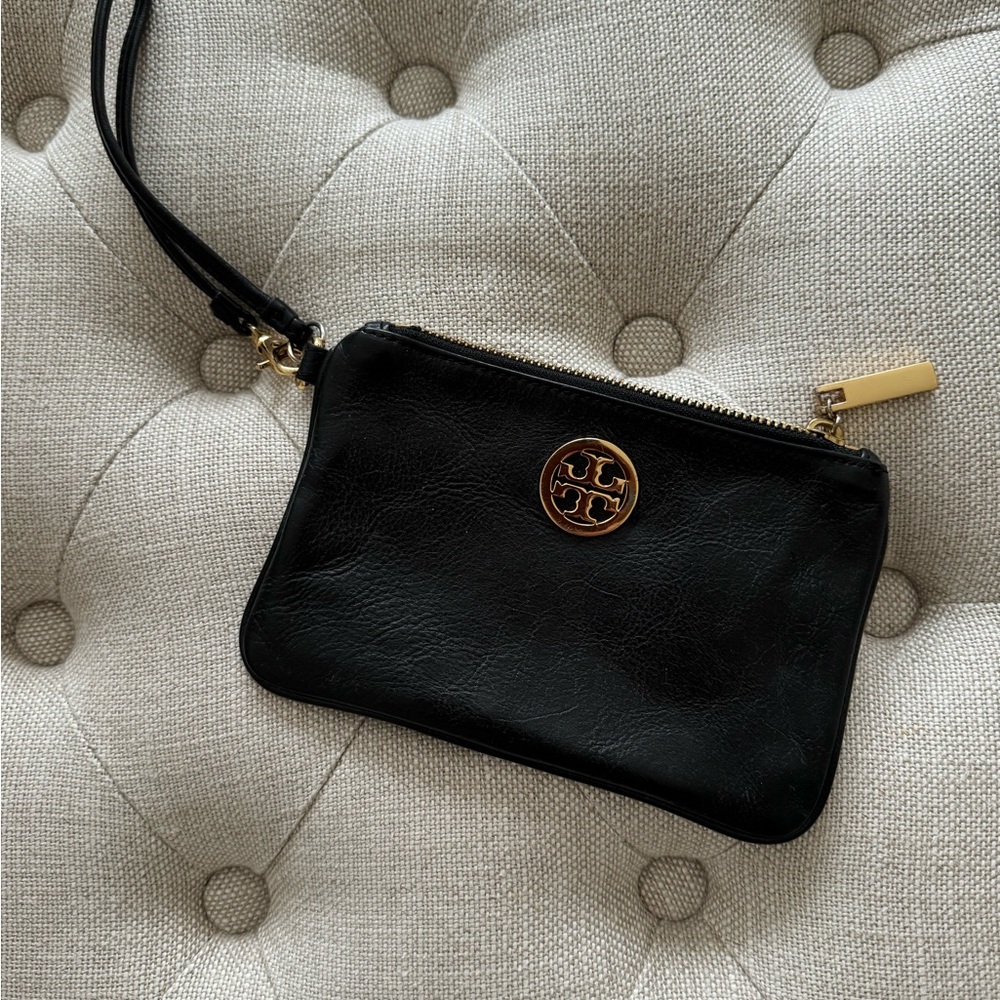 Tory Burch Black Leather Wristlet